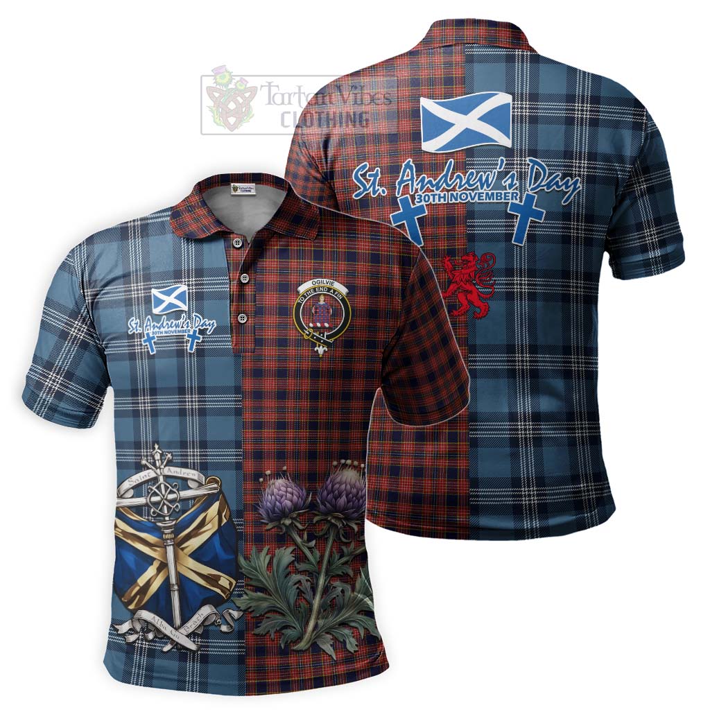 Tartan Vibes Clothing Ogilvie (Ogilvy) Tartan Polo Shirt Happy St. Andrew's Day Half Tartan Style
