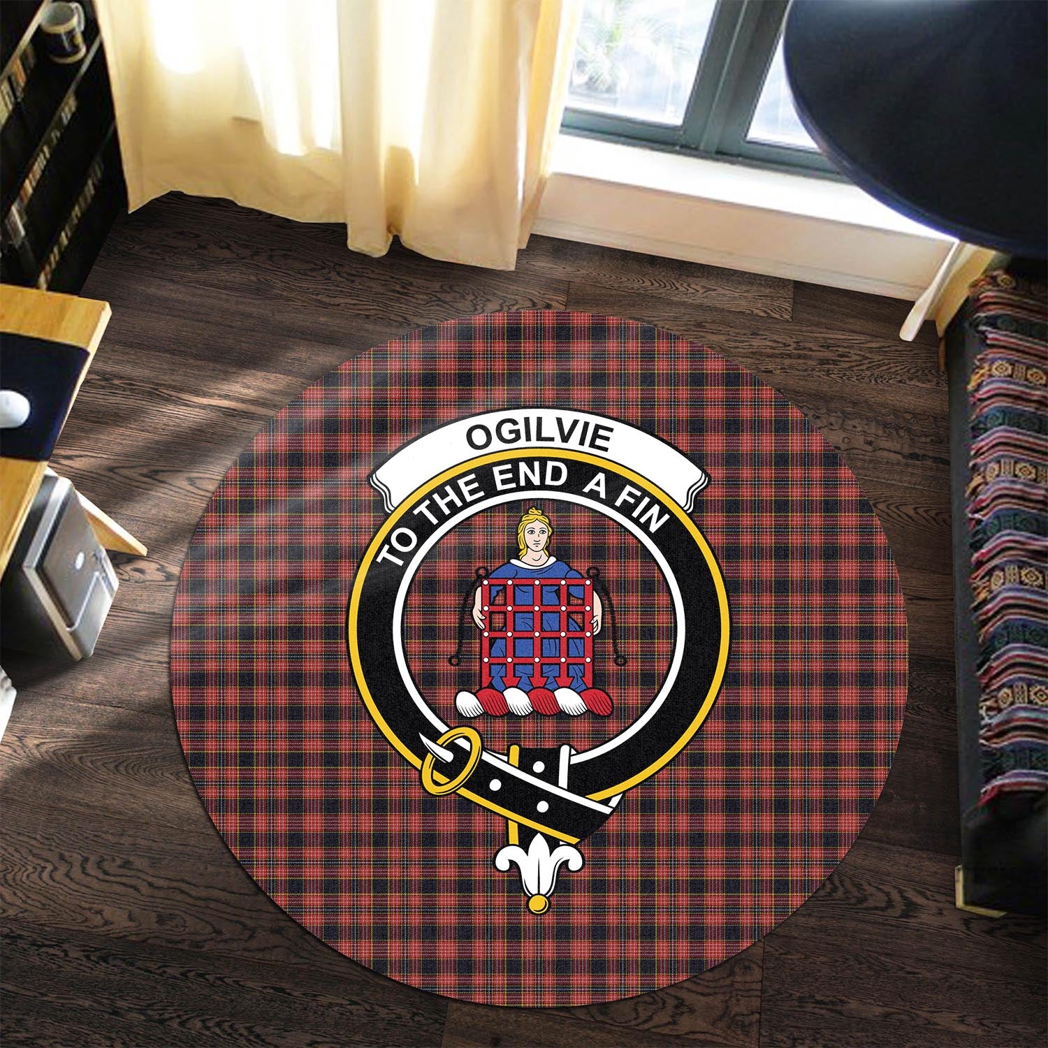 ogilvie-ogilvy-tartan-round-rug-with-family-crest