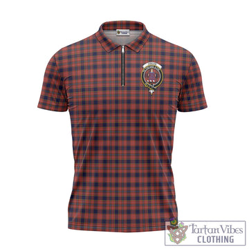 Tartan Vibes Clothing Ogilvie (Ogilvy) Tartan Zipper Polo Shirt with Family Crest