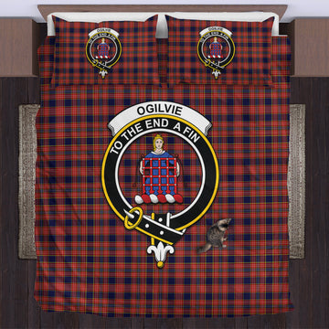 Ogilvie (Ogilvy) Tartan Bedding Set with Family Crest