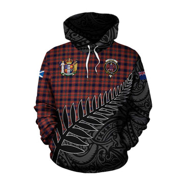 Ogilvie (Ogilvy) Crest Tartan Cotton Hoodie with New Zealand Silver Fern Half Style