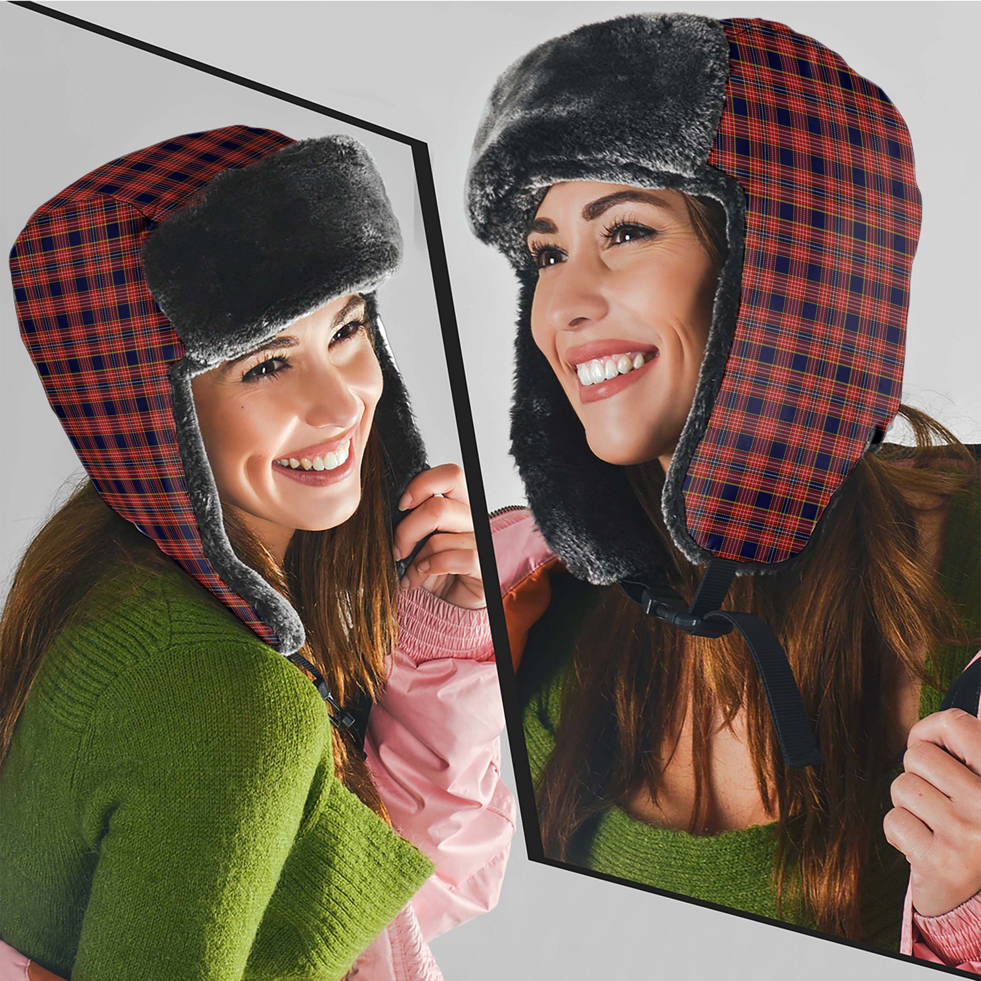 Ogilvie (Ogilvy) Tartan Winter Trapper Hat Winter Trapper Hat Universal Fit Circumference 22.8in (58cm) - Tartanvibesclothing