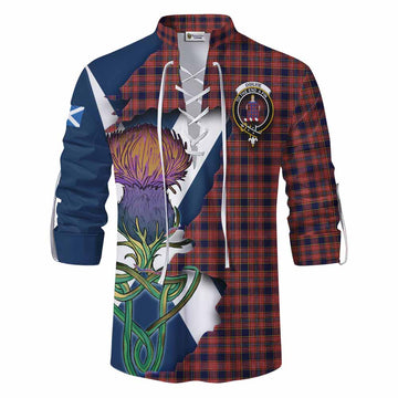 Tartan Vibes Clothing Ogilvie (Ogilvy) Tartan Family Crest Ghillie Kilt Shirt Scottish Thistle Celtic Inspired