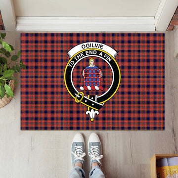 Ogilvie (Ogilvy) Tartan Rubber Doormat with Family Crest