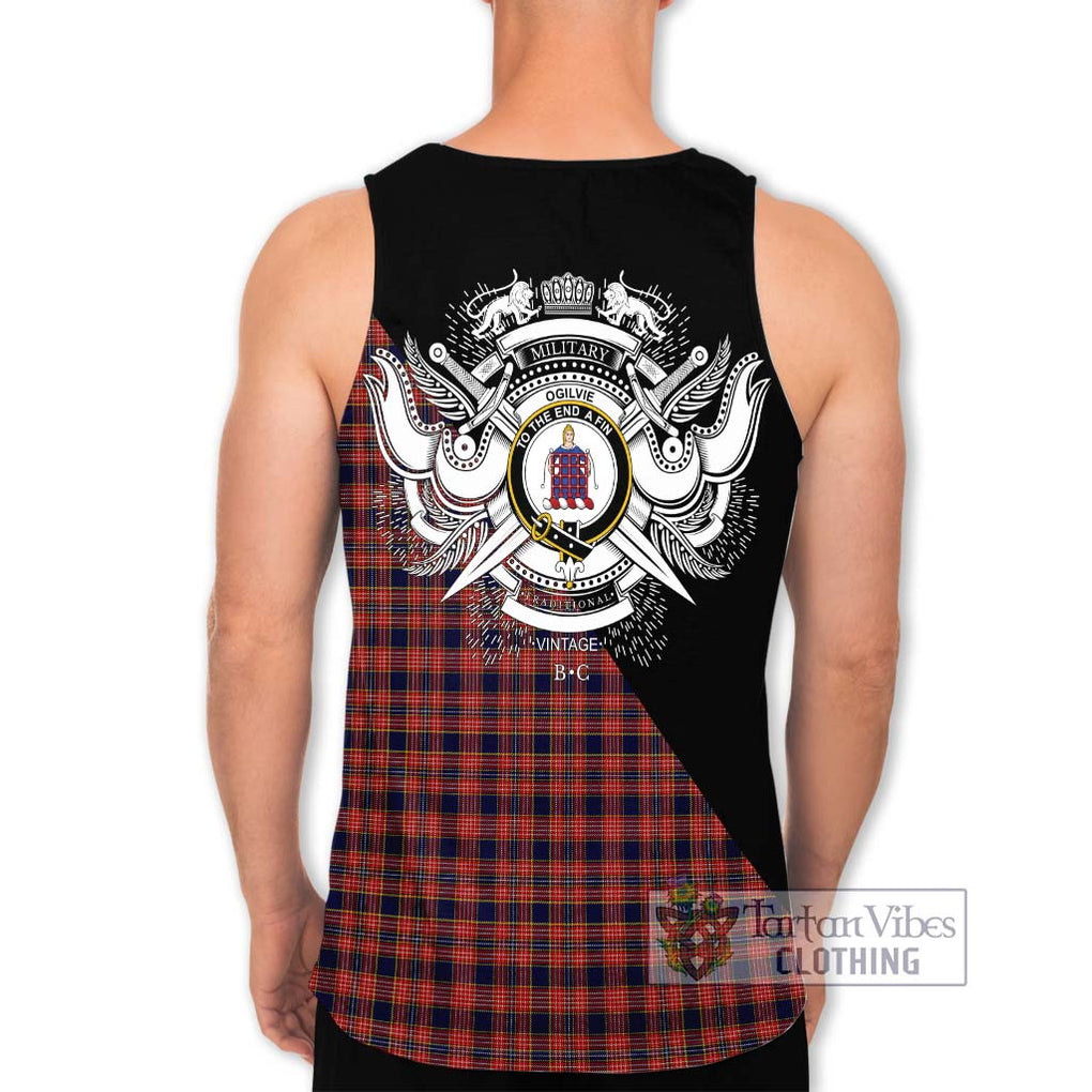 Ogilvie (Ogilvy) Tartan Men's Tank Top with Family Crest and Military Logo Style - Tartanvibesclothing Shop