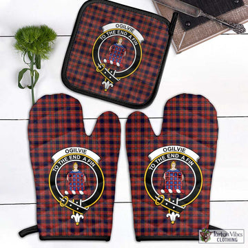 Ogilvie (Ogilvy) Tartan Combo Oven Mitt & Pot-Holder with Family Crest Combo 1 Oven Mitt & 1 Pot-Holder Black - Tartan Vibes Clothing