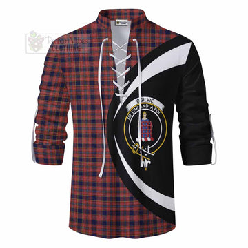 Tartan Vibes Clothing Ogilvie (Ogilvy) Tartan Ghillie Kilt Shirt with Family Crest Circle Style