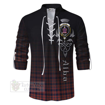 Tartan Vibes Clothing Ogilvie (Ogilvy) Tartan Ghillie Kilt Shirt Featuring Alba Gu Brath Family Crest Celtic Inspired