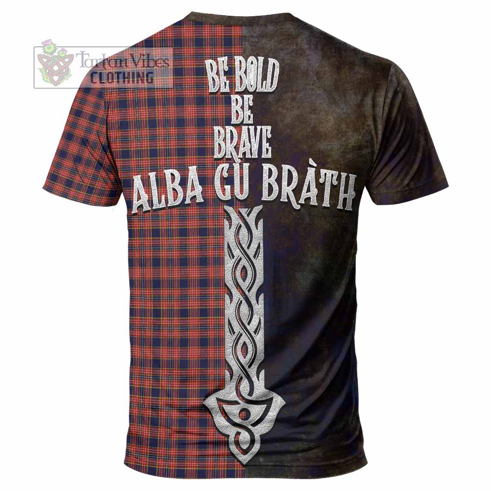 Tartan Vibes Clothing Ogilvie (Ogilvy) Tartan Family Crest T-Shirt Alba Gu Brath Be Brave Lion Ancient Style