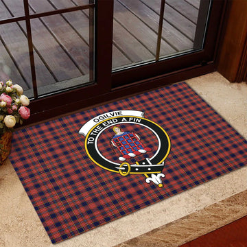 Ogilvie (Ogilvy) Tartan Rubber Doormat with Family Crest