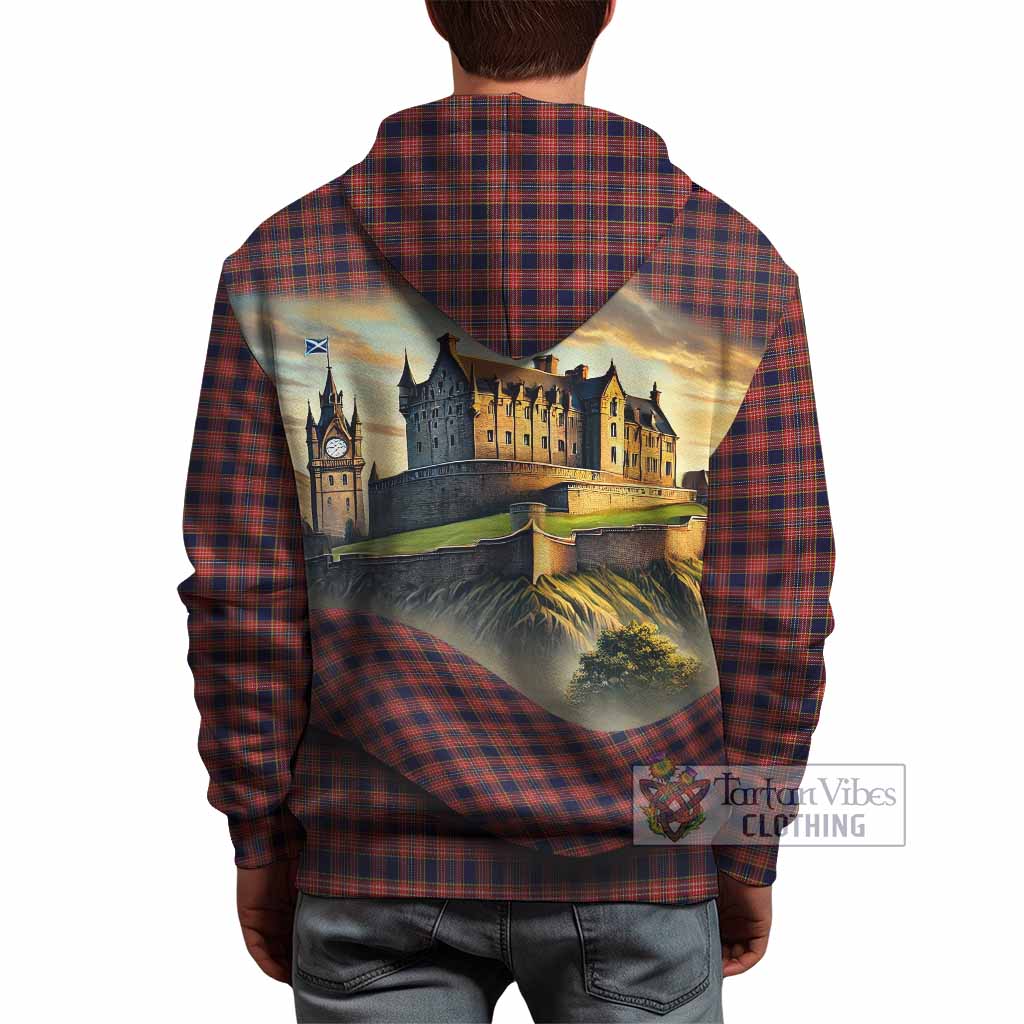 Tartan Vibes Clothing Ogilvie (Ogilvy) Tartan Family Crest Hoodie with Scottish Ancient Castle Style