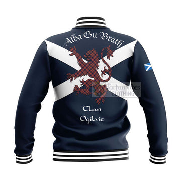 Tartan Vibes Clothing Ogilvie (Ogilvy) Tartan Lion Rampant Baseball Jacket – Proudly Display Your Heritage with Alba Gu Brath and Clan Name
