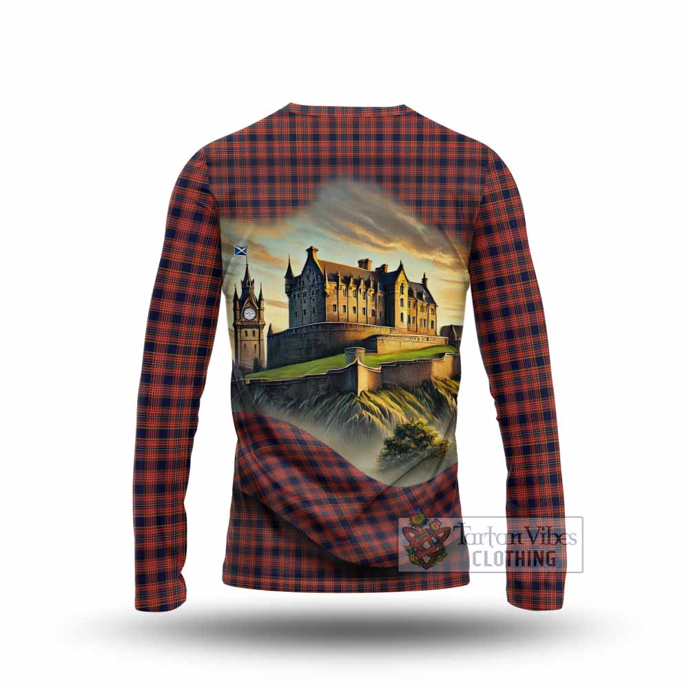 Tartan Vibes Clothing Ogilvie (Ogilvy) Tartan Family Crest Long Sleeve T-Shirt with Scottish Ancient Castle Style