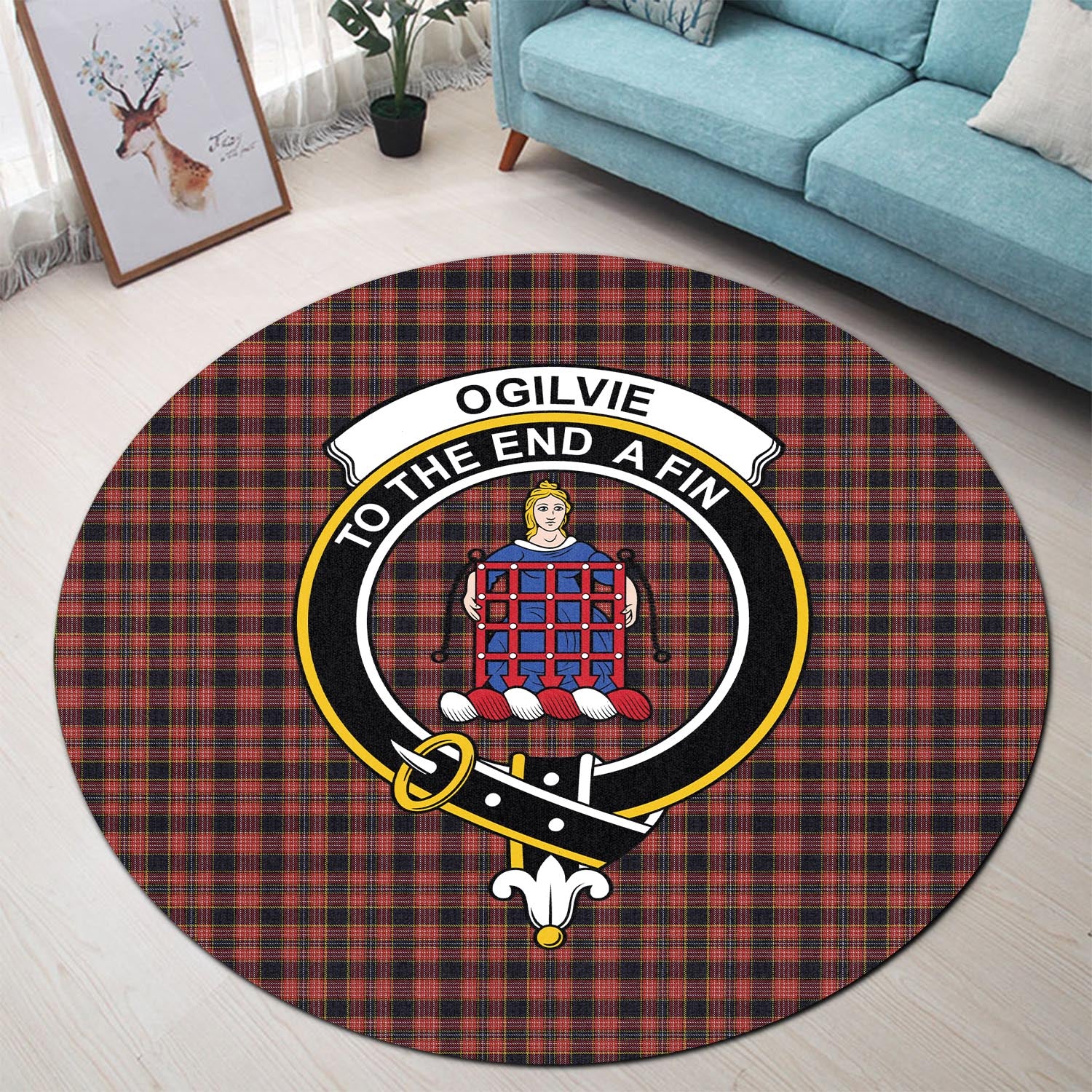 ogilvie-ogilvy-tartan-round-rug-with-family-crest