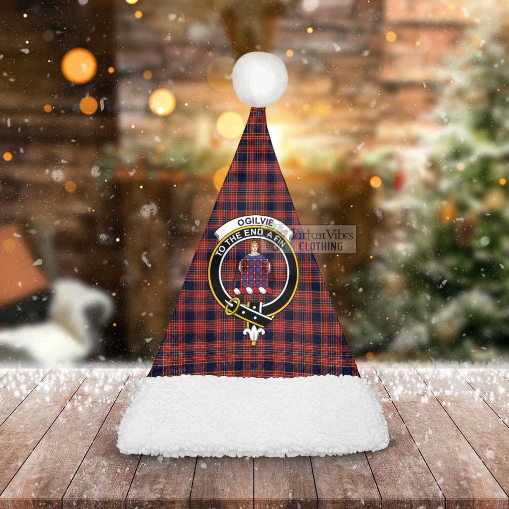 Tartan Vibes Clothing Ogilvie (Ogilvy) Tartan Christmas Santa Hats with Family Crest