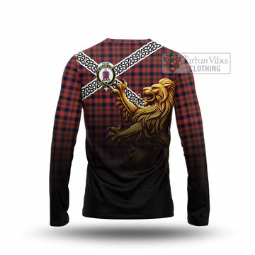 Ogilvie (Ogilvy) Crest Tartan Long Sleeve T-Shirt with Golden Lion Emblem Celtic Style