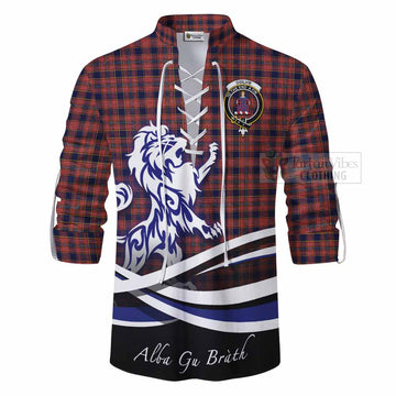 Tartan Vibes Clothing Ogilvie (Ogilvy) Tartan Ghillie Kilt Shirt with Alba Gu Brath Regal Lion Emblem