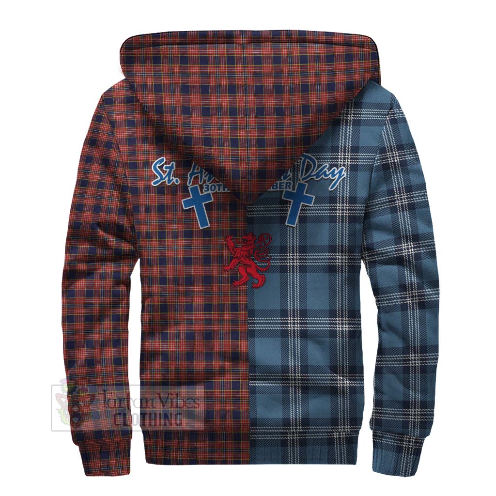 Tartan Vibes Clothing Ogilvie (Ogilvy) Tartan Sherpa Hoodie Happy St. Andrew's Day Half Tartan Style
