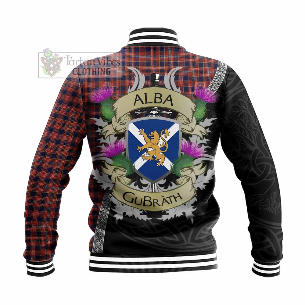 Tartan Vibes Clothing Ogilvie (Ogilvy) Tartan Family Crest Baseball Jacket Lion Rampant Royal Thistle Shield Celtic Inspired