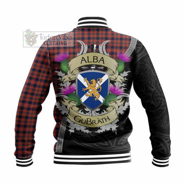 Tartan Vibes Clothing Ogilvie (Ogilvy) Tartan Family Crest Baseball Jacket Lion Rampant Royal Thistle Shield Celtic Inspired