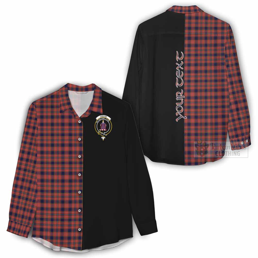Tartan Vibes Clothing Ogilvie (Ogilvy) Tartan Women's Casual Shirt with Family Crest and Half Of Me Style
