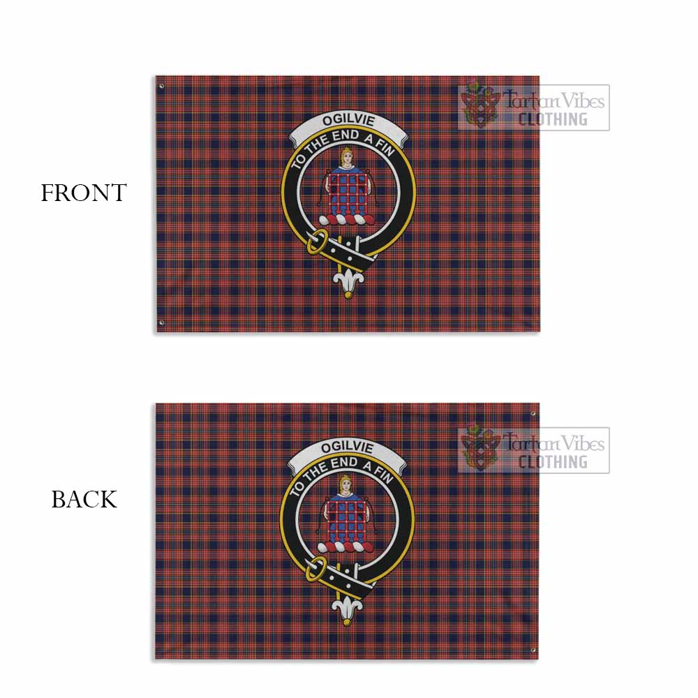 Tartan Vibes Clothing Ogilvie (Ogilvy) Tartan House Flag with Family Crest