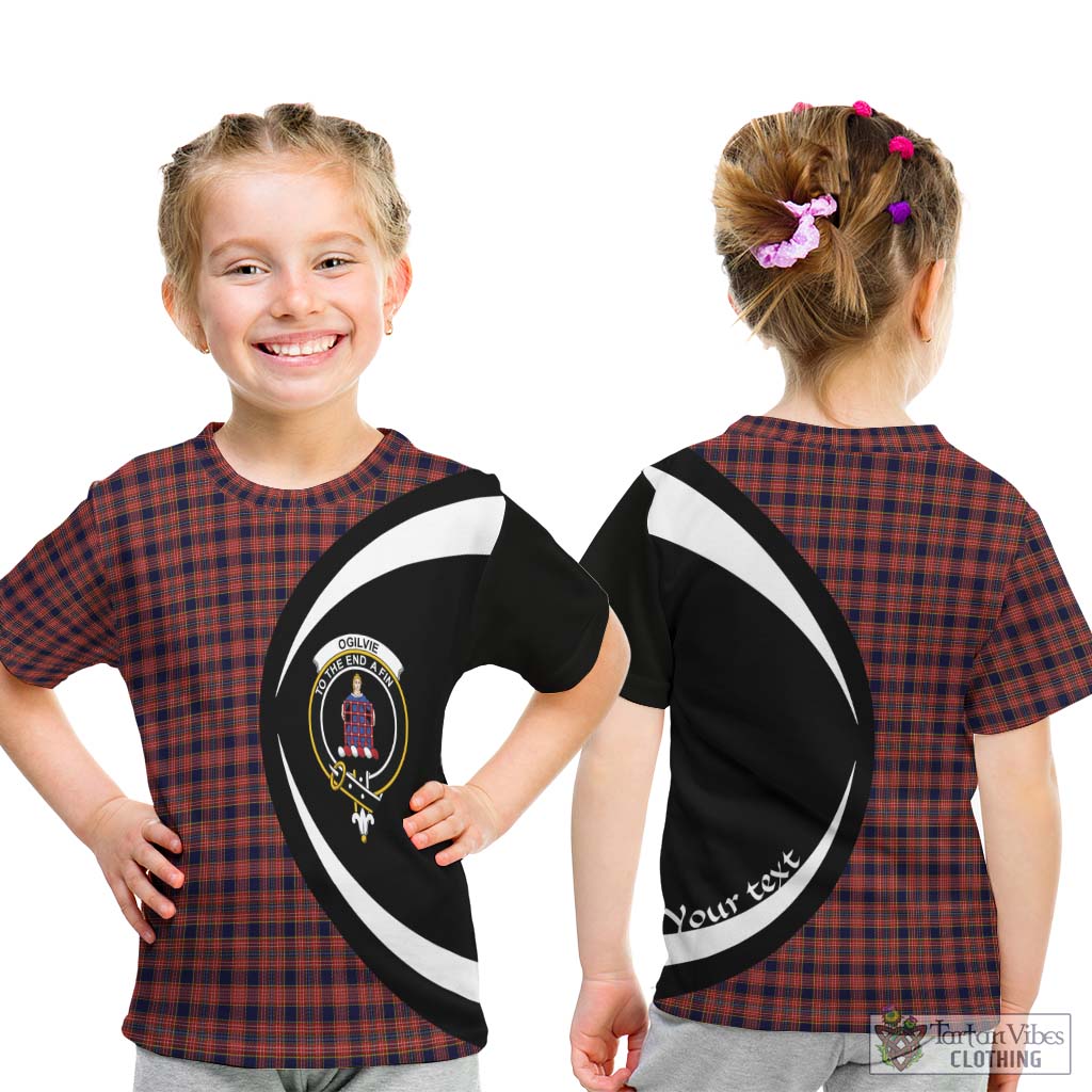Ogilvie (Ogilvy) Tartan Kid T-Shirt with Family Crest Circle Style - Tartan Vibes Clothing