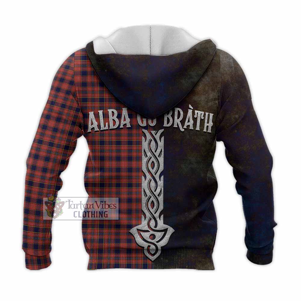 Tartan Vibes Clothing Ogilvie (Ogilvy) Tartan Family Crest Knitted Hoodie Alba Gu Brath Be Brave Lion Ancient Style