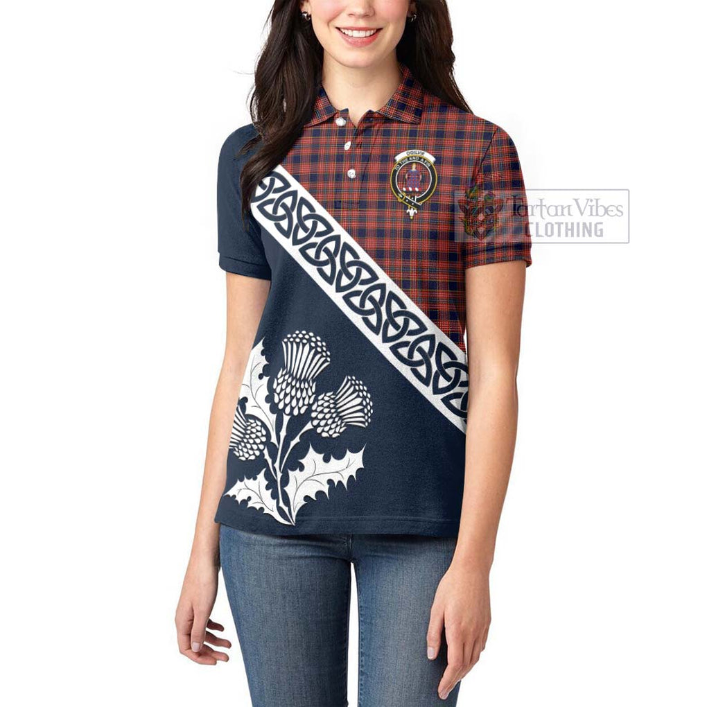 Tartan Vibes Clothing Ogilvie (Ogilvy) Tartan Women's Polo Shirt Featuring Thistle and Scotland Map