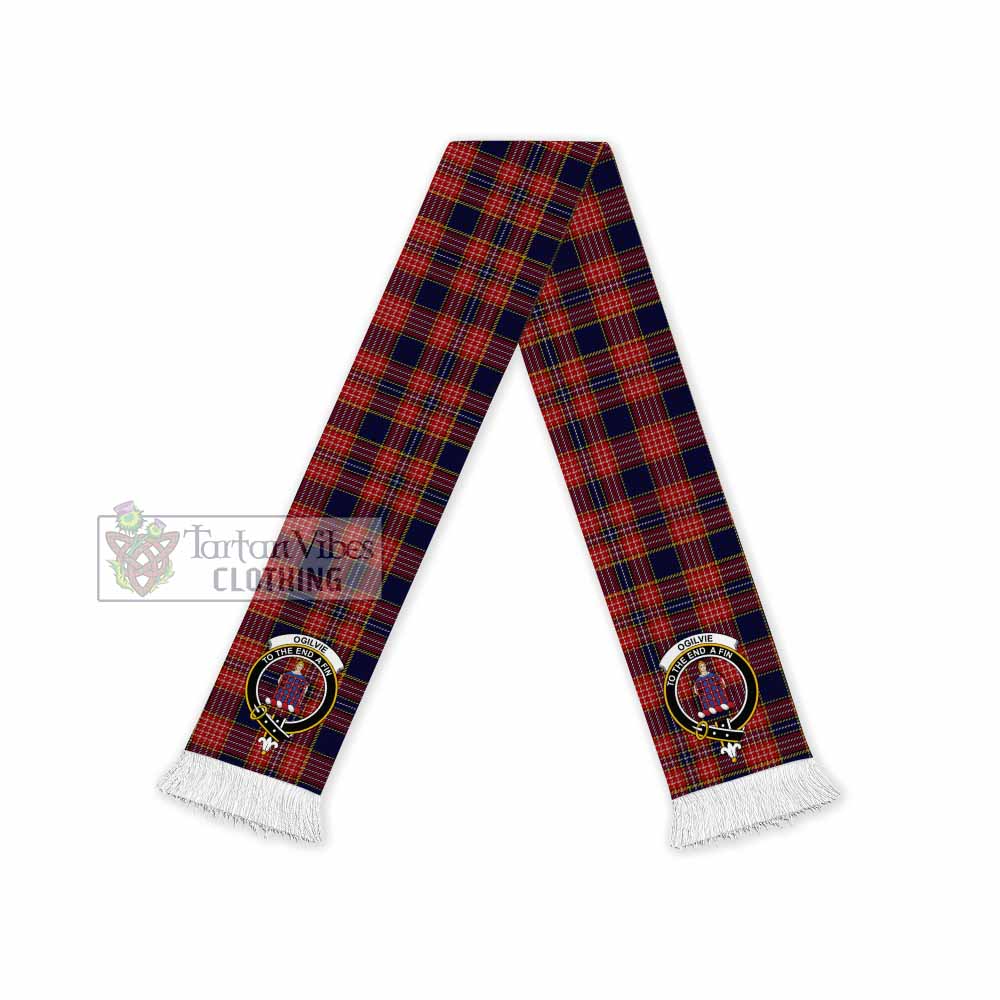 Tartan Vibes Clothing Ogilvie (Ogilvy) Tartan Ruffneck Scarf with Family Crest