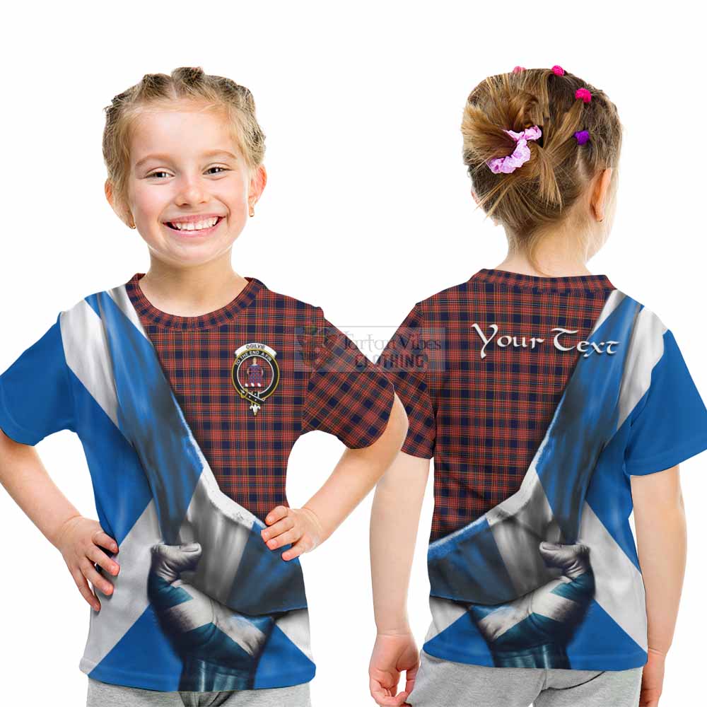 Tartan Vibes Clothing Ogilvie (Ogilvy) Tartan Kid T-Shirt with Family Crest Scotland Patriotic Style