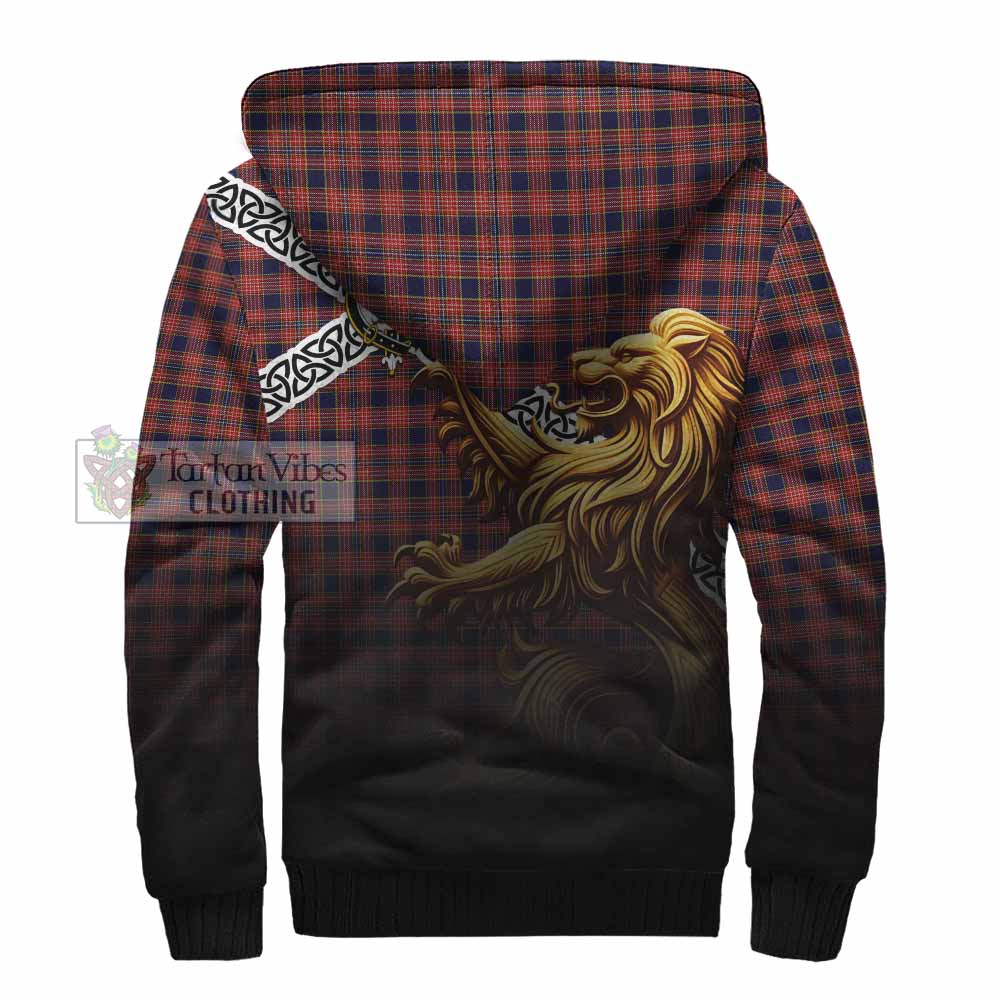 Tartan Vibes Clothing Ogilvie (Ogilvy) Crest Tartan Sherpa Hoodie with Golden Lion Emblem Celtic Style