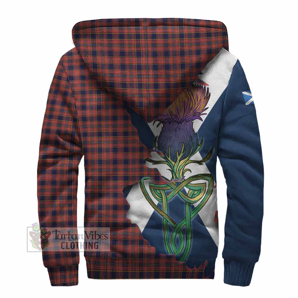 Tartan Vibes Clothing Ogilvie (Ogilvy) Tartan Family Crest Sherpa Hoodie Scottish Thistle Celtic Inspired