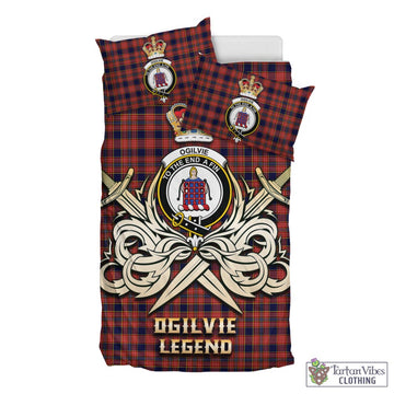 Ogilvie (Ogilvy) Tartan Bedding Set with Clan Crest and the Golden Sword of Courageous Legacy