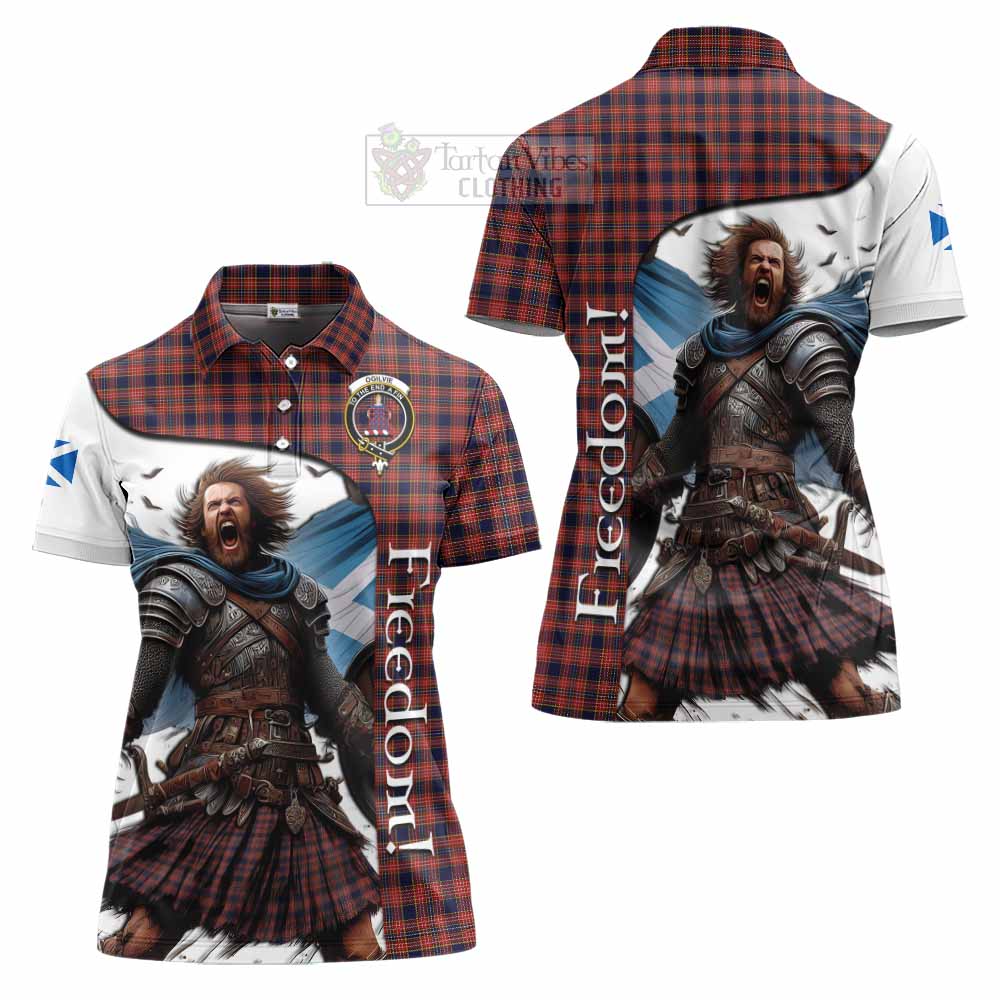 Tartan Vibes Clothing Ogilvie (Ogilvy) Crest Tartan Women's Polo Shirt Inspired by the Freedom of Scottish Warrior