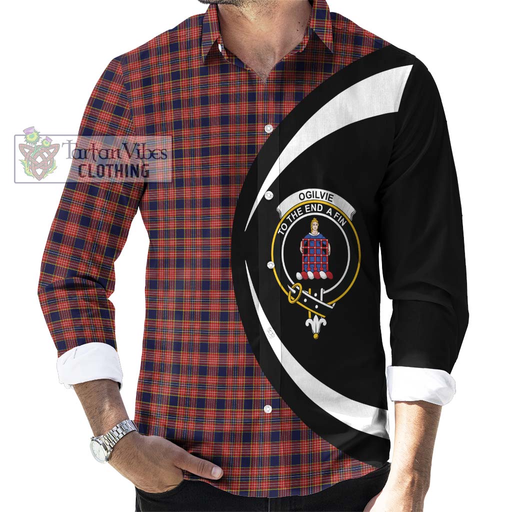 Ogilvie (Ogilvy) Tartan Long Sleeve Button Up with Family Crest Circle Style - Tartan Vibes Clothing