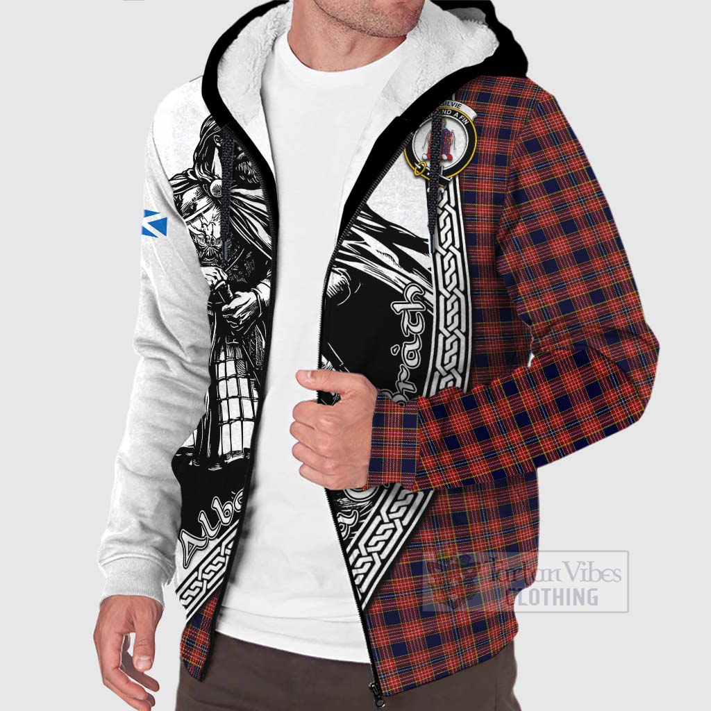 Tartan Vibes Clothing Ogilvie (Ogilvy) Tartan Clan Crest Sherpa Hoodie with Highlander Warrior Celtic Style
