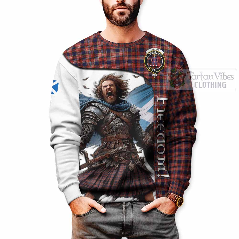 Tartan Vibes Clothing Ogilvie (Ogilvy) Crest Tartan Sweatshirt Inspired by the Freedom of Scottish Warrior