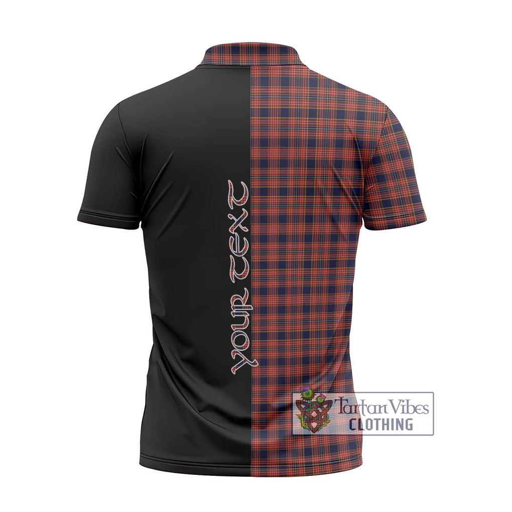 Ogilvie (Ogilvy) Tartan Zipper Polo Shirt with Family Crest and Half Of Me Style - Tartanvibesclothing Shop