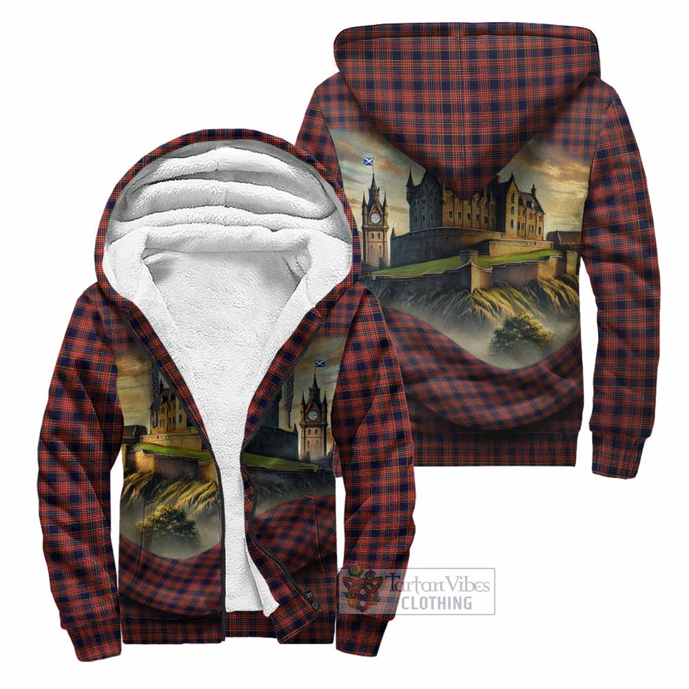 Tartan Vibes Clothing Ogilvie (Ogilvy) Tartan Family Crest Sherpa Hoodie with Scottish Ancient Castle Style