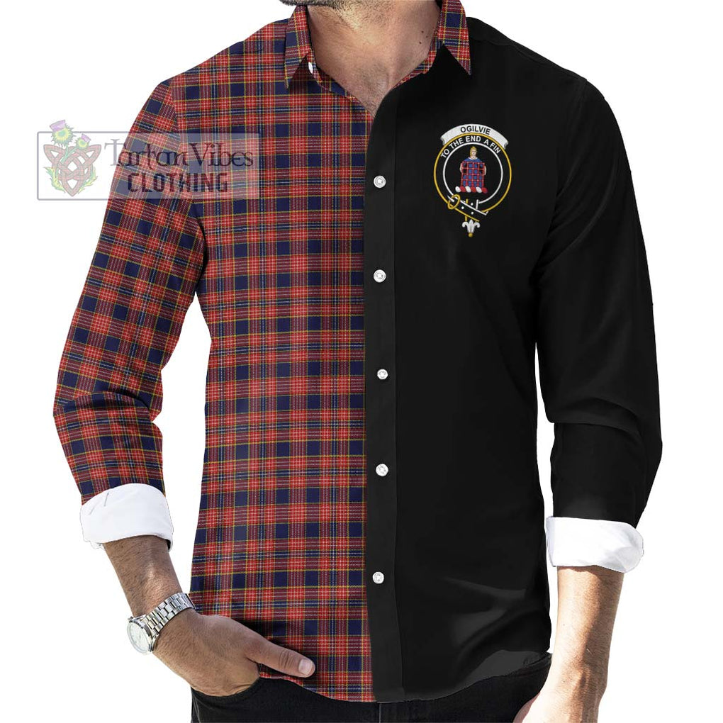 Ogilvie (Ogilvy) Tartan Long Sleeve Button Shirt with Family Crest and Half Of Me Style - Tartanvibesclothing Shop