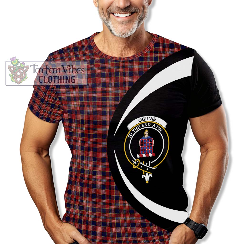 Tartan Vibes Clothing Ogilvie (Ogilvy) Tartan T-Shirt with Family Crest Circle Style