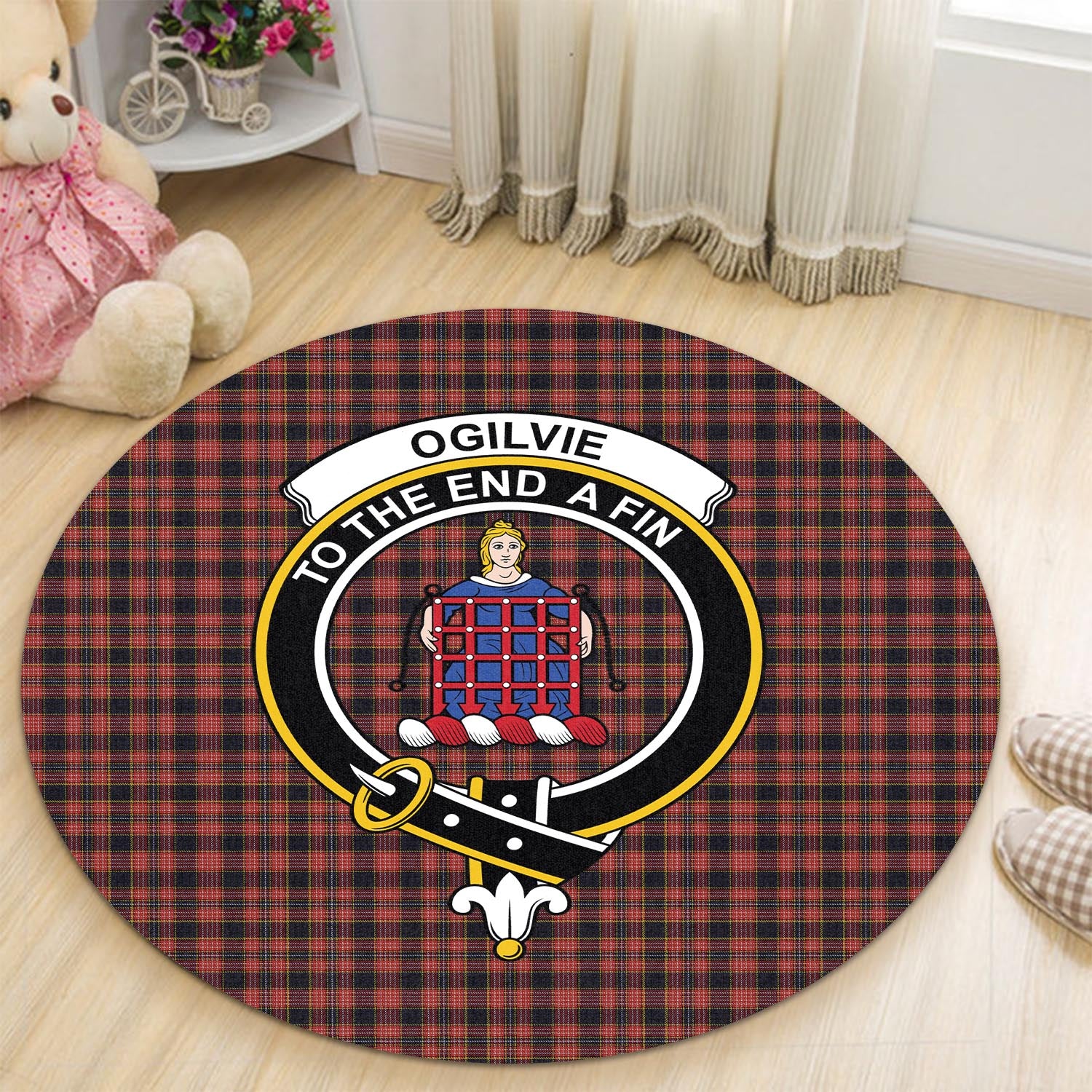ogilvie-ogilvy-tartan-round-rug-with-family-crest