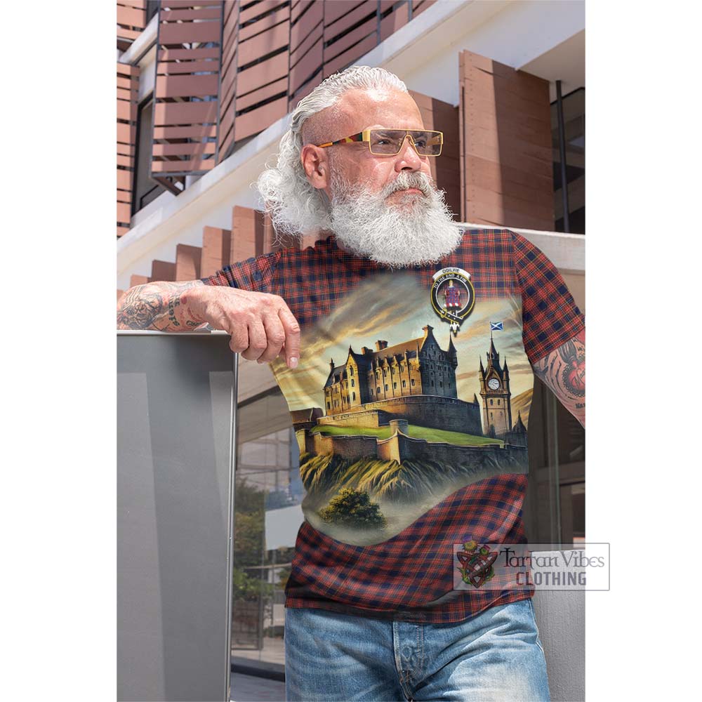 Tartan Vibes Clothing Ogilvie (Ogilvy) Tartan Family Crest Cotton T-shirt with Scottish Ancient Castle Style