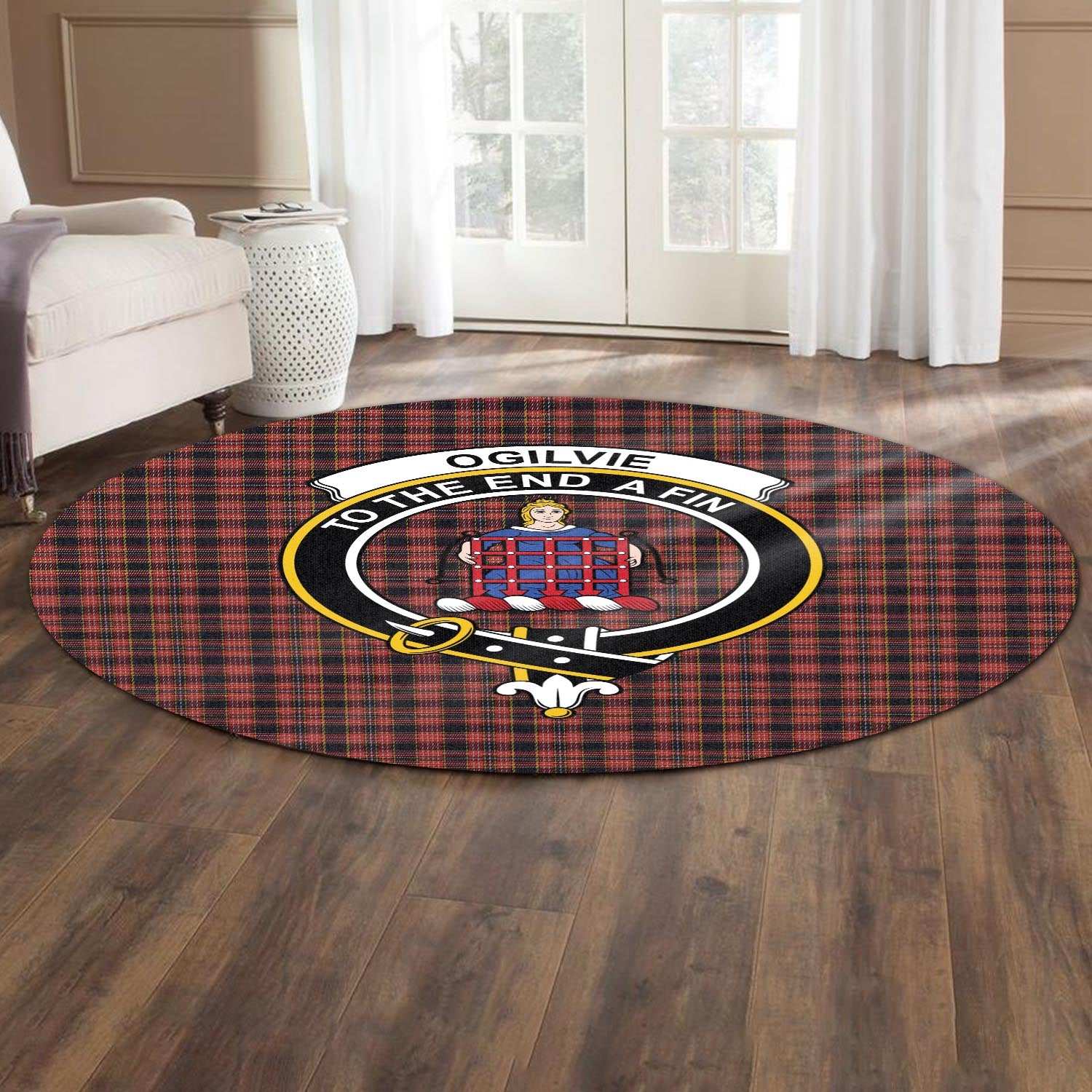 ogilvie-ogilvy-tartan-round-rug-with-family-crest
