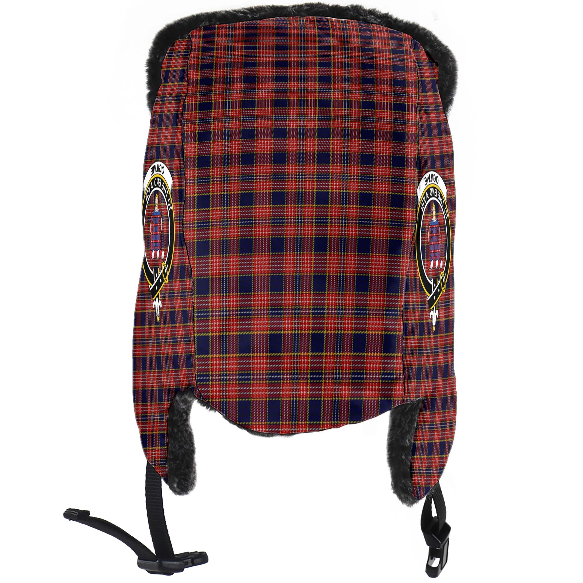 Ogilvie (Ogilvy) Tartan Winter Trapper Hat with Family Crest - Tartan Vibes Clothing