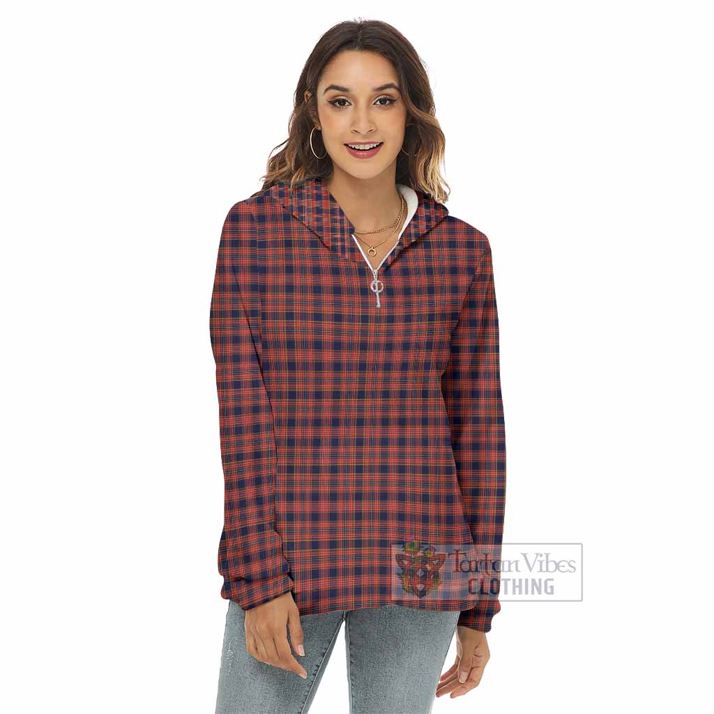 Tartan Vibes Clothing Ogilvie (Ogilvy) Tartan Women's Borg  Half Zip Fleece Hoodie