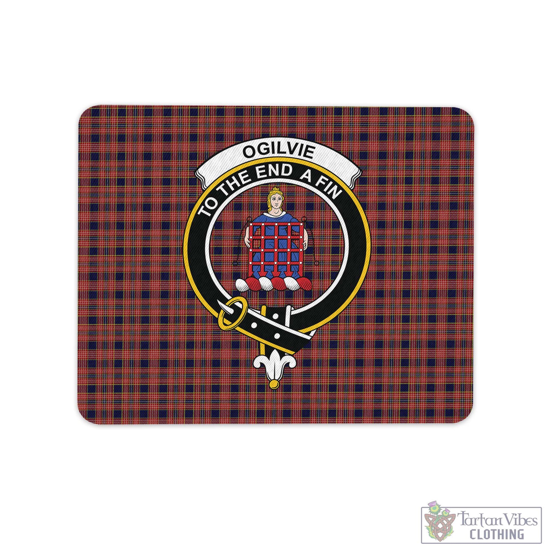 Tartan Vibes Clothing Ogilvie (Ogilvy) Tartan Mouse Pad with Family Crest