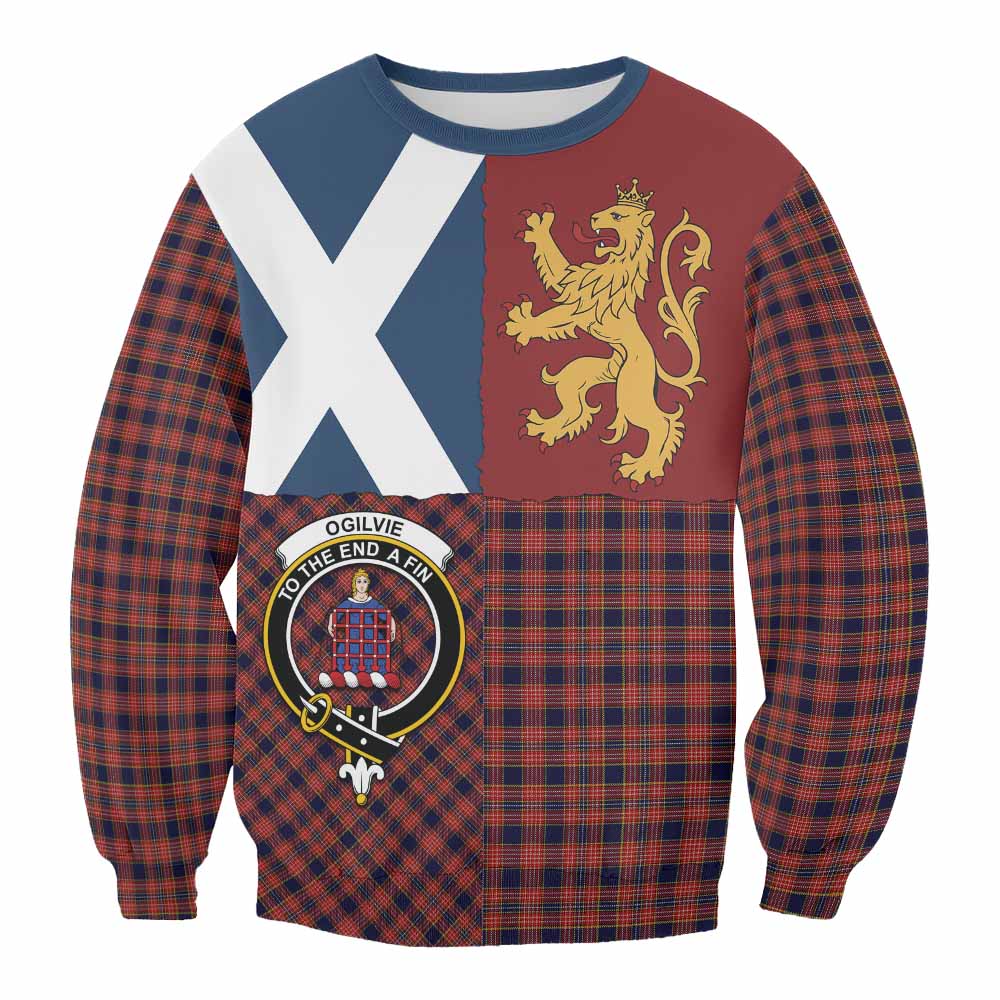 Ogilvie (Ogilvy) Crest Tartan Sweatshirt with Lion Rampant Saltire Style