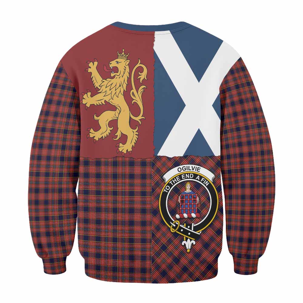 Ogilvie (Ogilvy) Crest Tartan Sweatshirt with Lion Rampant Saltire Style